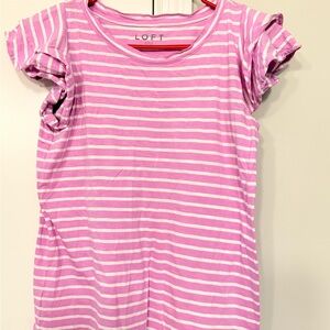 LOFT Kids Pink and White Striped Tee